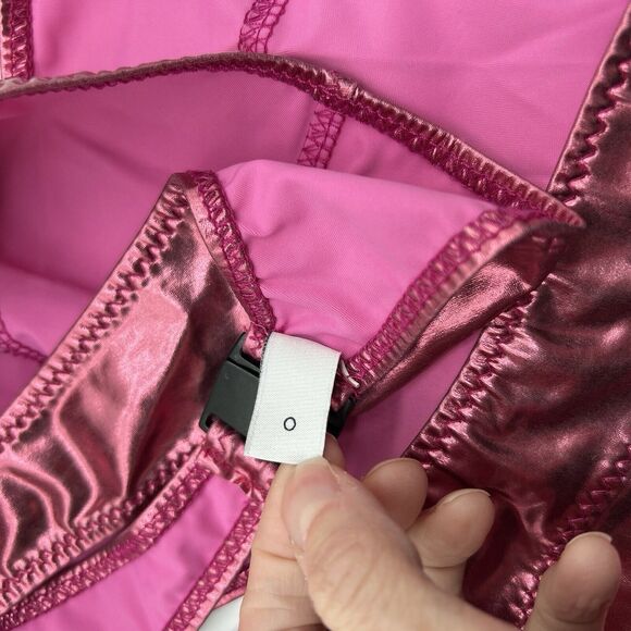 LISA MARIE FERNANDEZ Arden Metallic PVC 2 pc Bikini Set Pink Women's Size 0 XS - Picture 10 of 10
